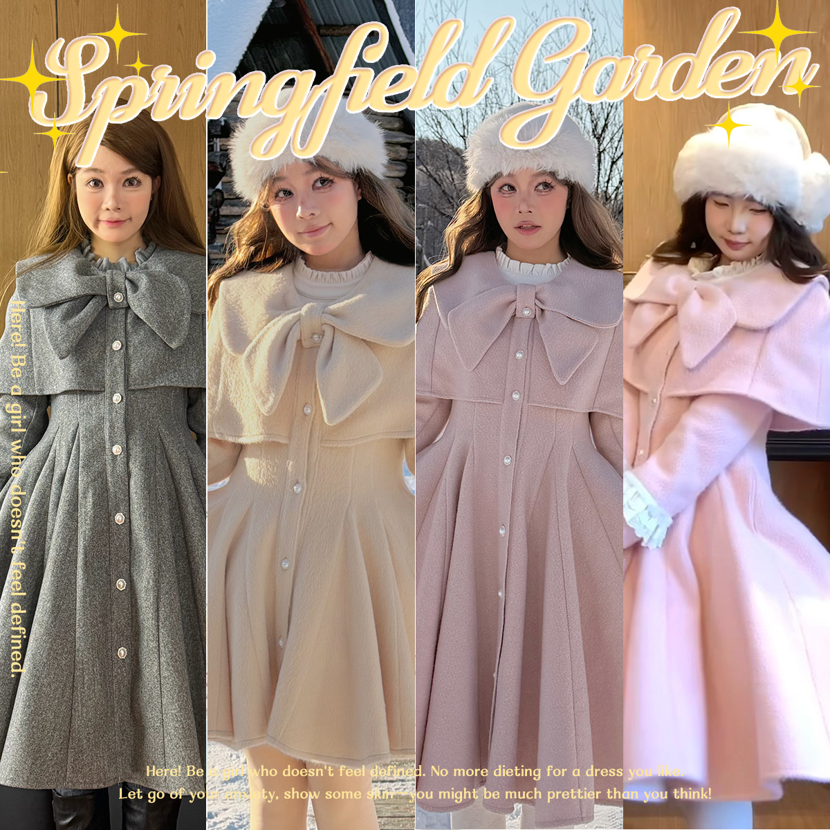 奶油圆舞曲复古设计蝴蝶结大衣冬季中长款修身洋气过年穿搭