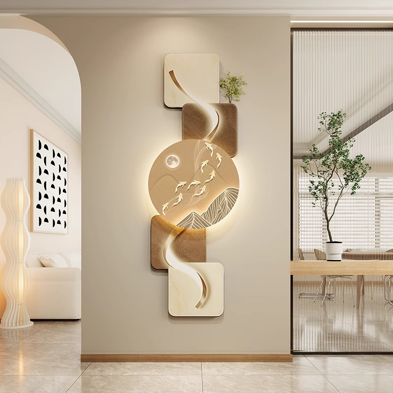 新款新中式柿柿如意玄关装饰画入户轻奢高级感壁画走廊过道挂画