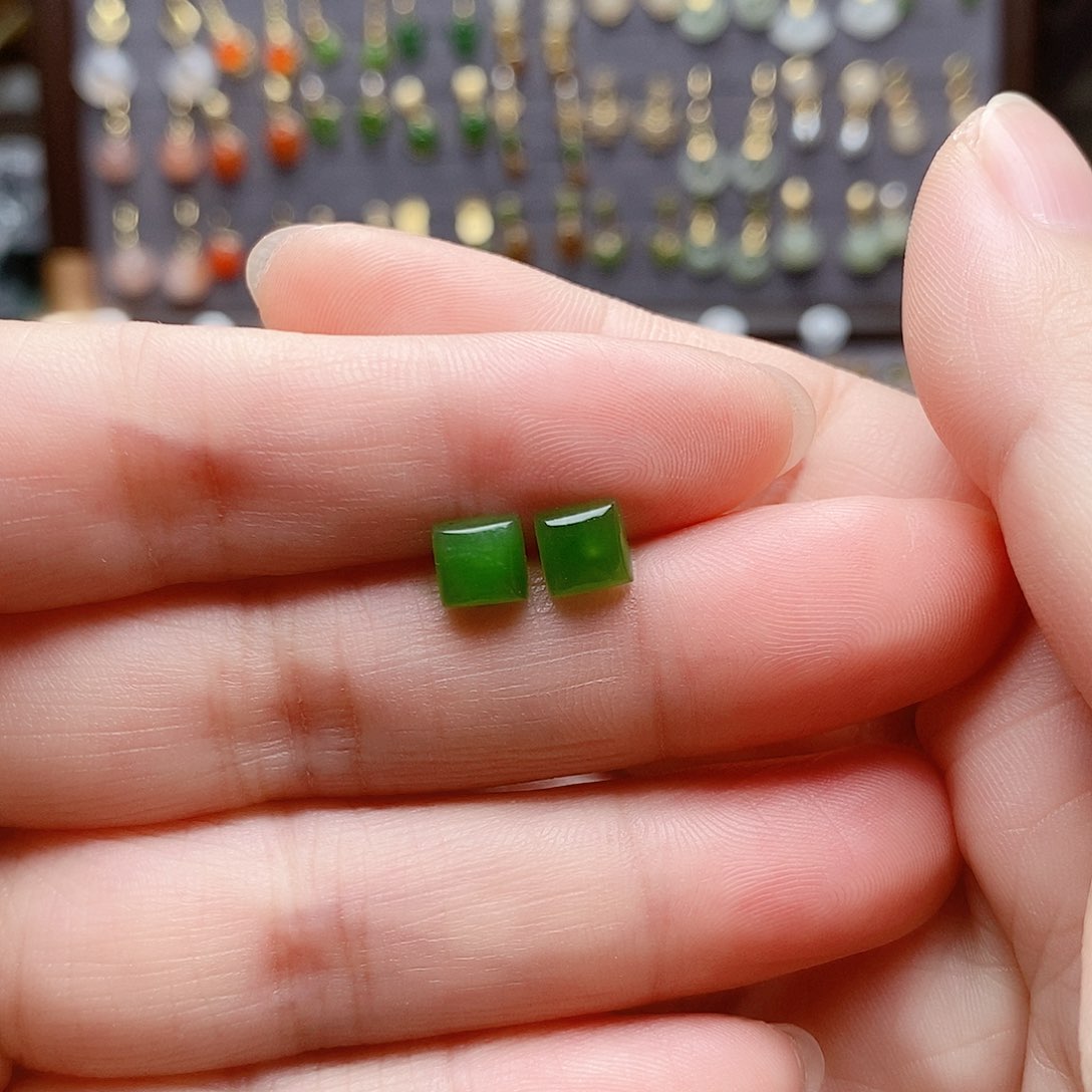 银S925镶嵌和田玉耳饰