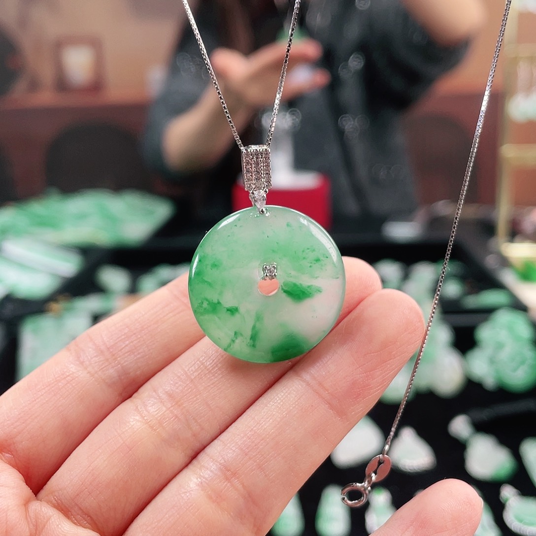 石英质玉银S925镶嵌吊坠(不含链)