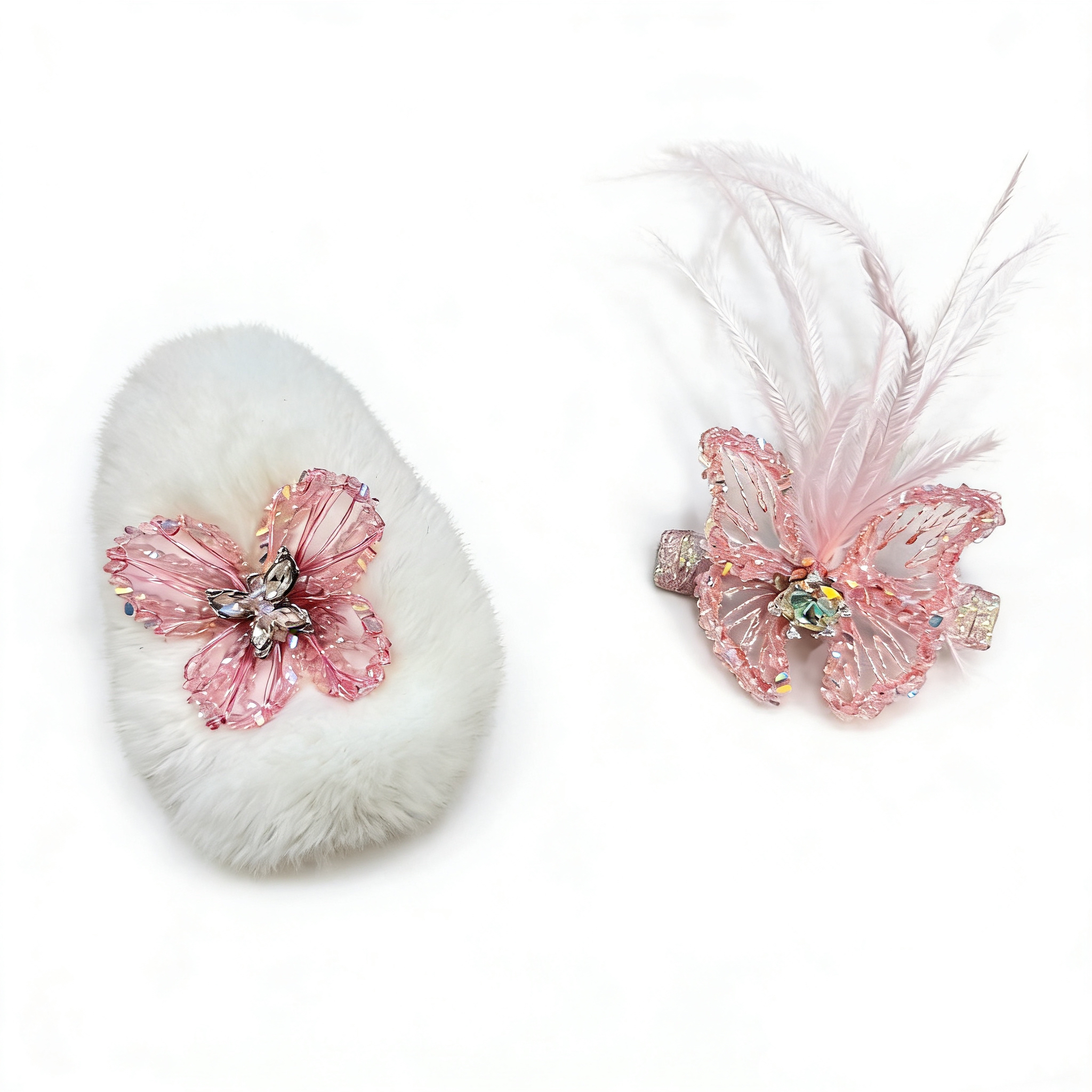 莫奈原创设计手工编织可爱蝴蝶发夹少女甜美头饰边夹