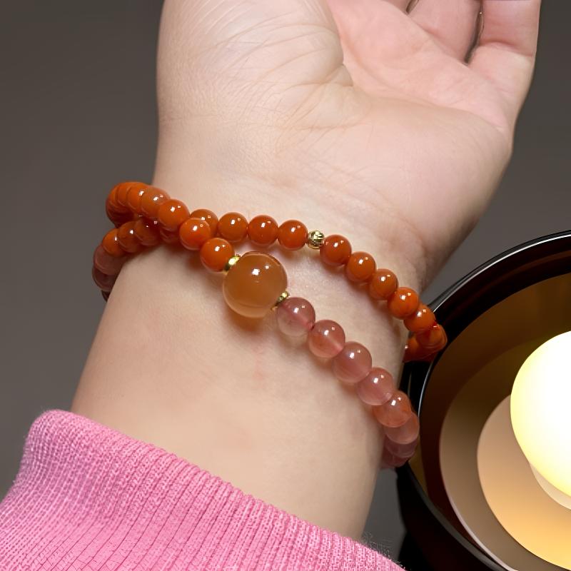 纯天然无优化大凉山南红玛瑙设计款原创款新年限定红红火火手串