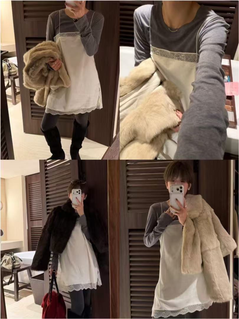 大韩家加厚丝绒吊带裙