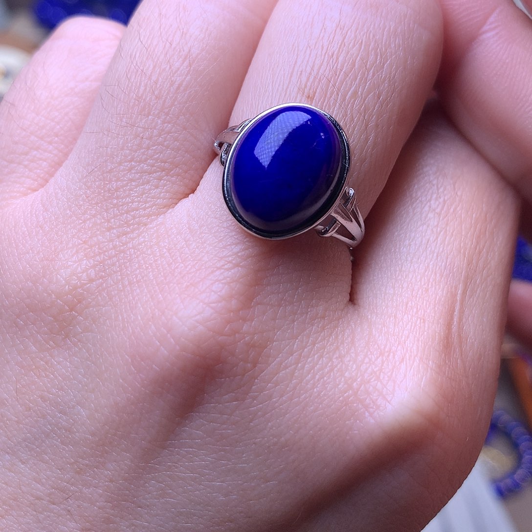 青金石银S925镶嵌戒指15.2m