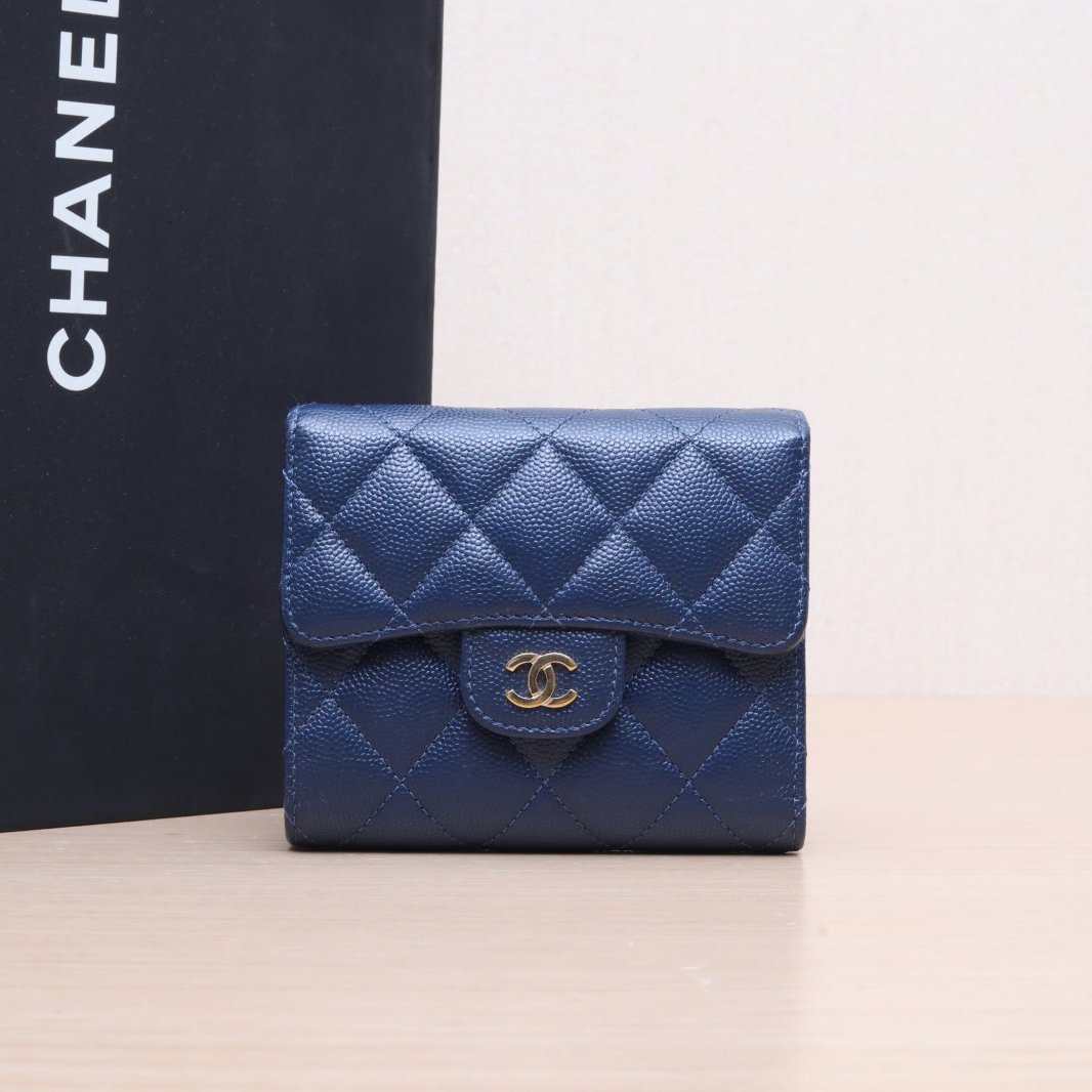 99新 Chanel/香奈儿 汤/P205438560/CF 口盖钱包 11.5cm27开金扣