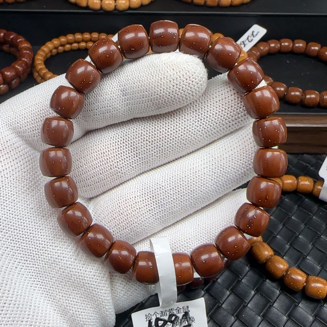 老***张紫金鼠手串10.2mm实心直切（红皮老料）189A