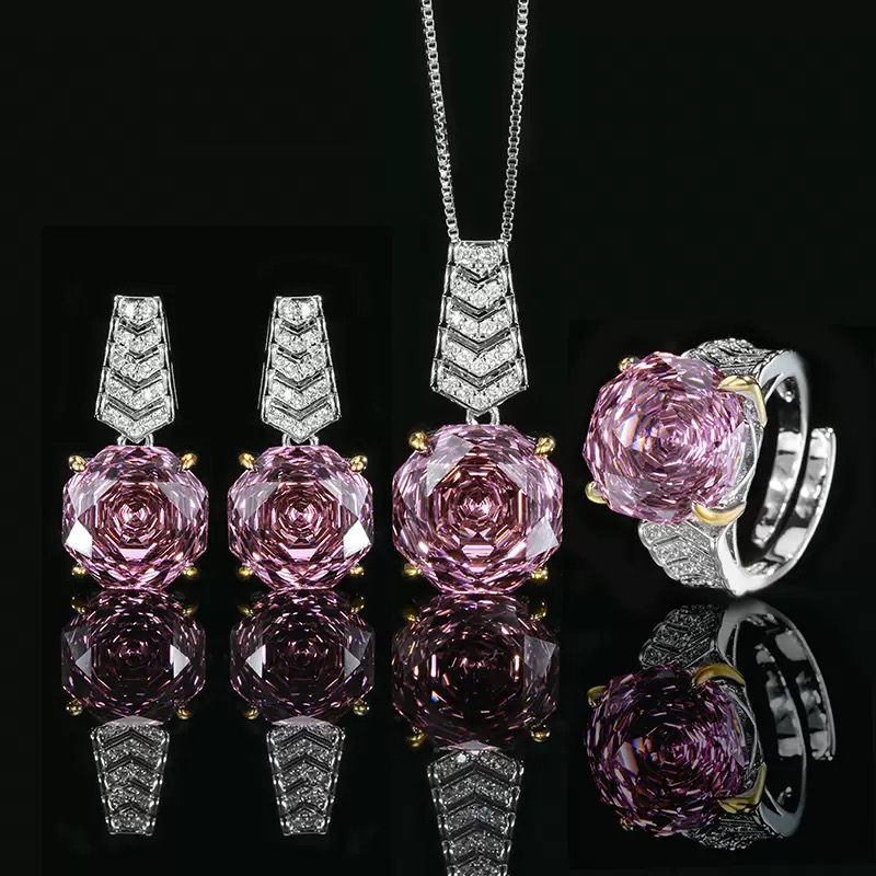 合金吊坠 欧美设计师款干枯玫瑰三件套