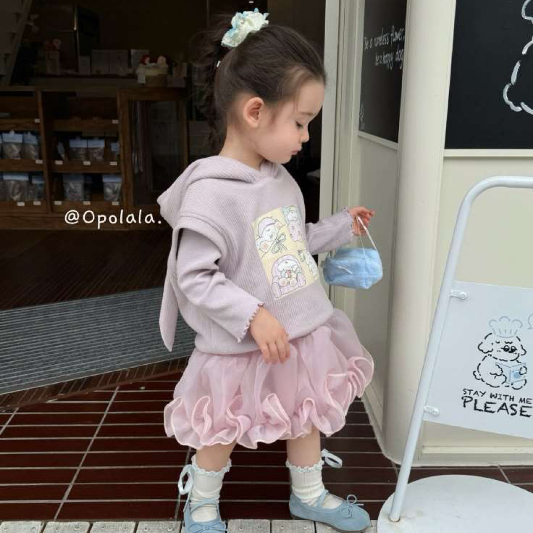 7分糖女童秋季新款两件套韩系可爱拼纱连衣裙兔耳朵