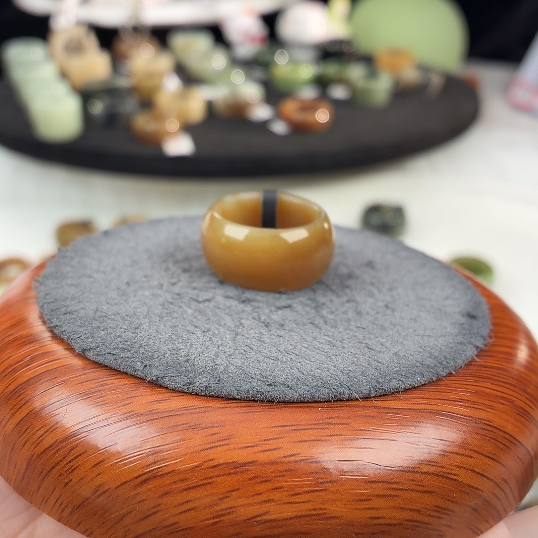 和田玉未镶嵌戒指b75糖墩17.3