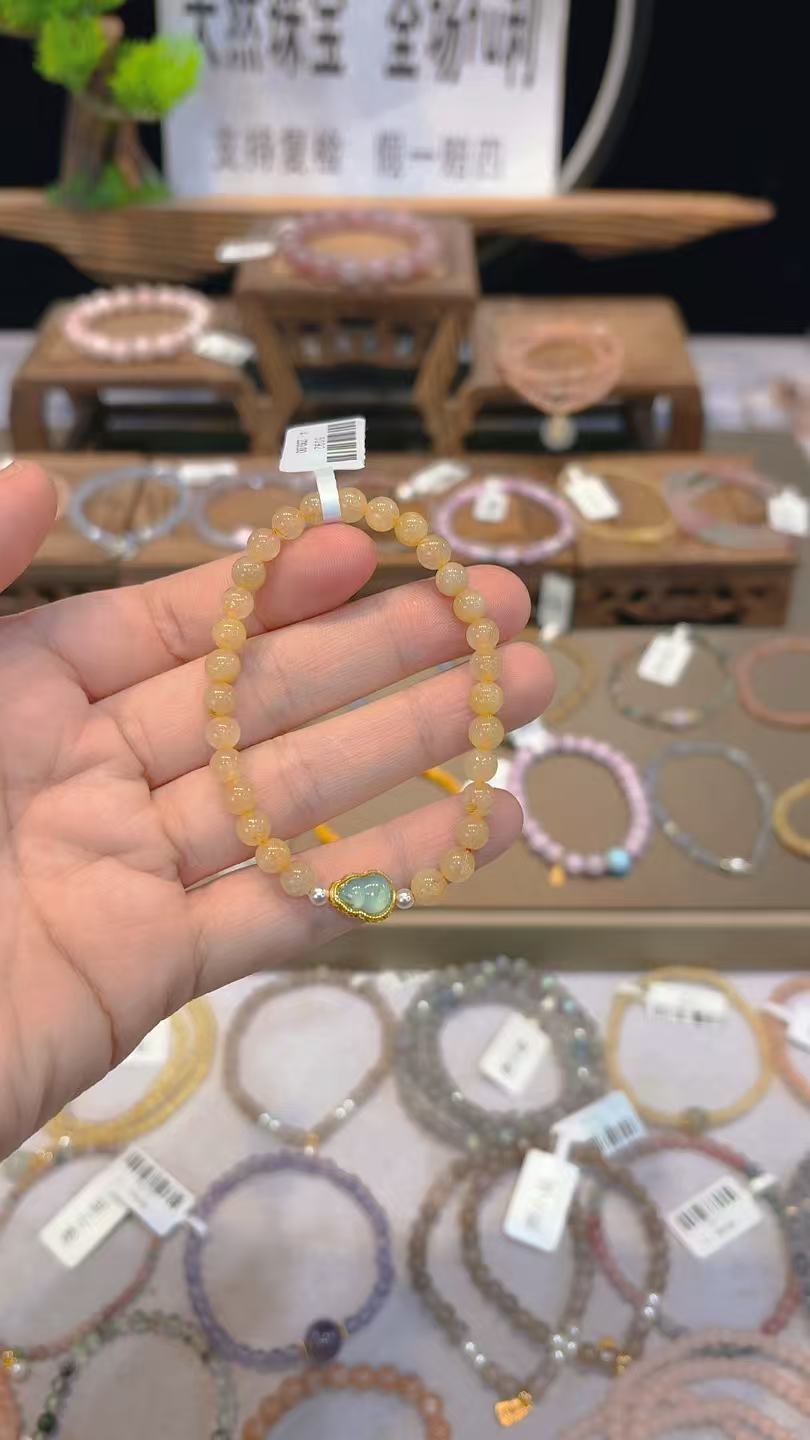 单圈金发晶搭葫芦款手串5092