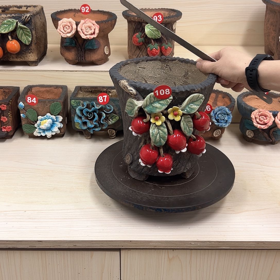 紫砂花盆108号内囗15×14外高19