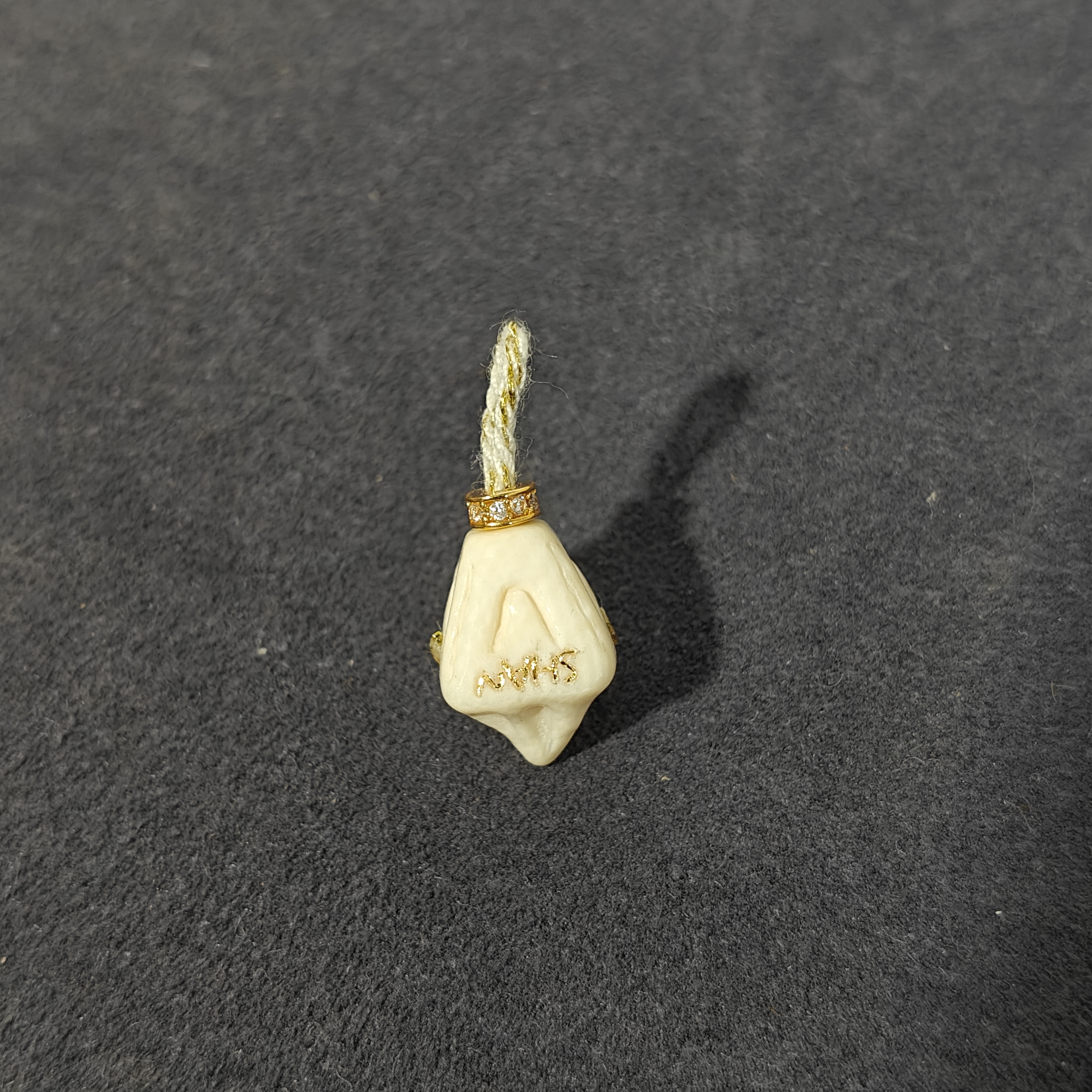 【百亿猛犸三通】天然猛犸牙24K+18K镶嵌 锤纹  （10*14）文玩三通DIY