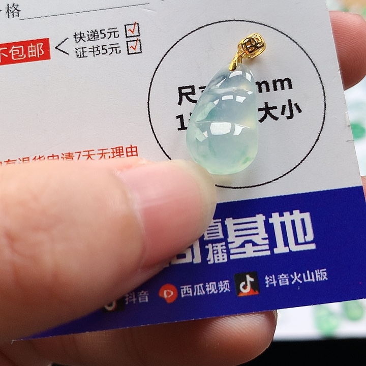 翡翠18K金镶嵌吊坠(不含链)豆子
