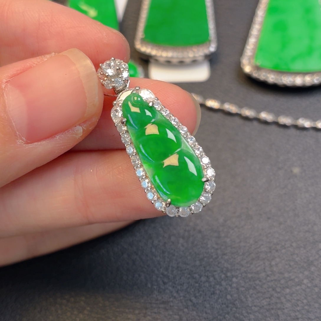 翡翠银S925镶嵌吊坠(不含链)