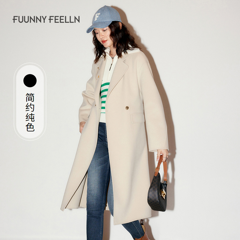 【100绵羊毛】仿佛冬季时尚洋气过膝中长款毛呢大衣女