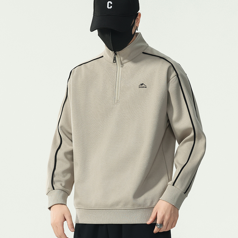 秋季新款爆款男卫衣宽松长袖时尚通勤简约百搭早秋立领拉链上衣