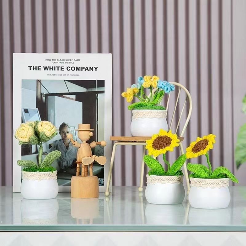 【小狐狸双11福利款】迷你小花盆实木圆形底座手工摆件小桌摆小礼品