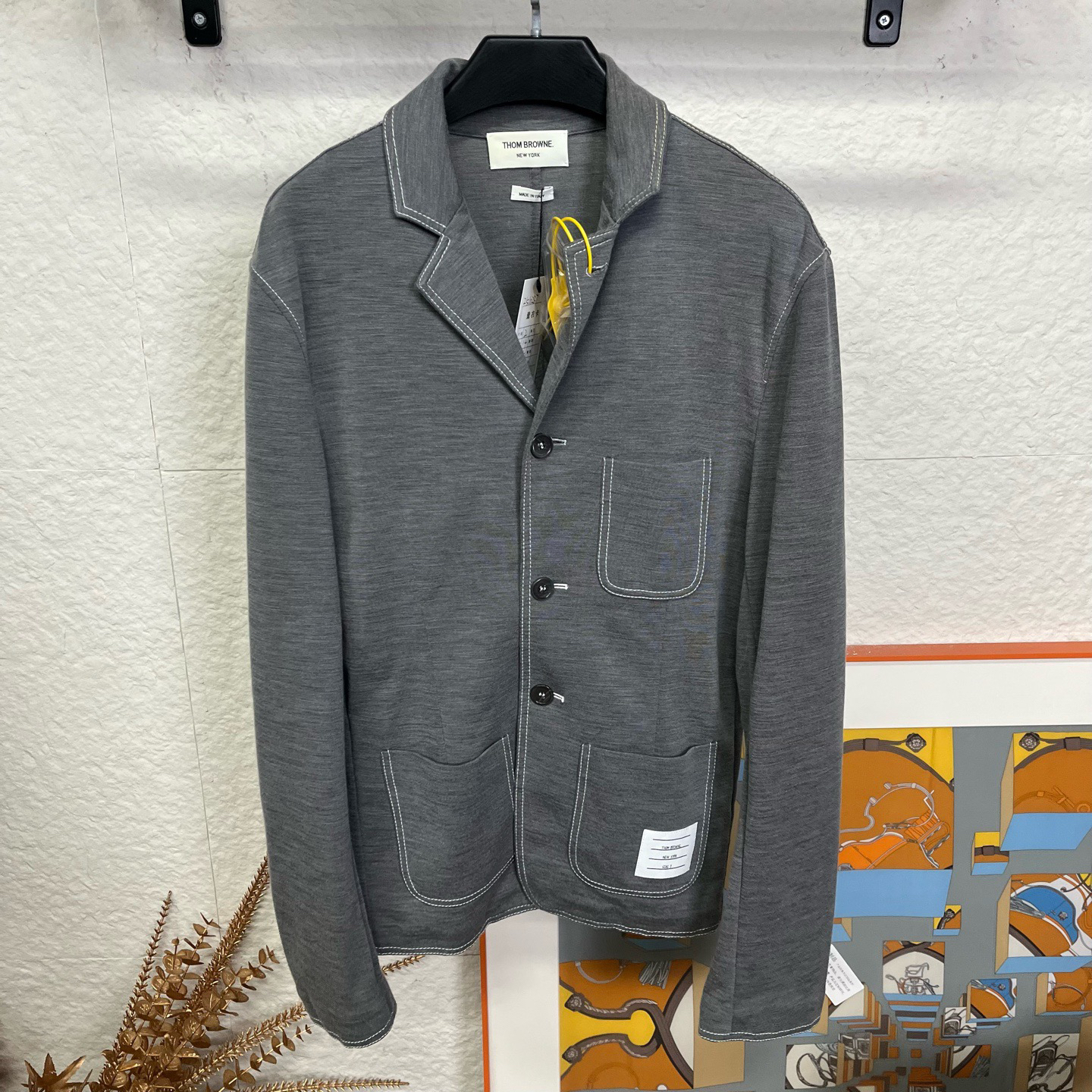 未使用 THOMBROWNE 深灰色羊毛西服夹克/2码/2510237