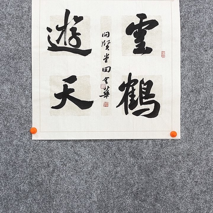 回金华老师作品云鹤游天45×45厘米