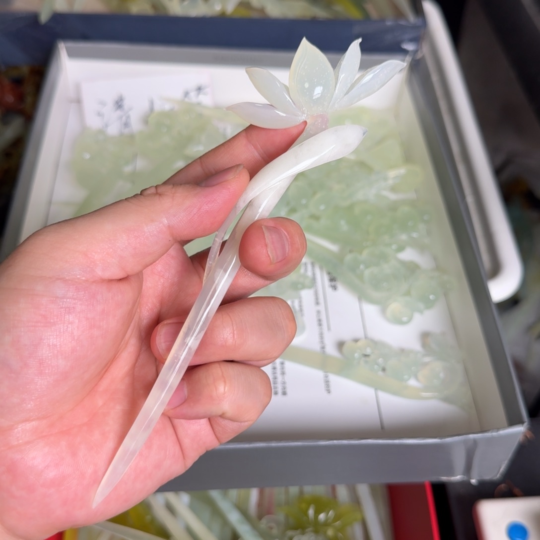 岫玉发饰未镶嵌明君玉簪就是好看