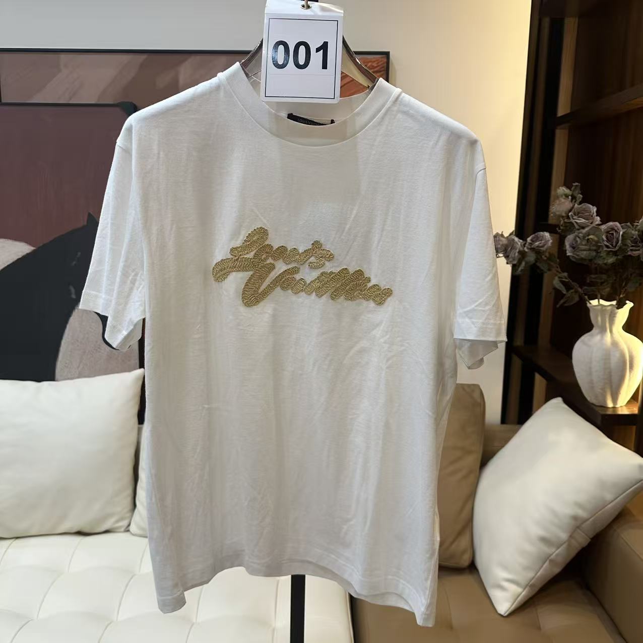 99新 Alexander McQueen/亚历山大·麦昆 联名拉菲草字母T恤001