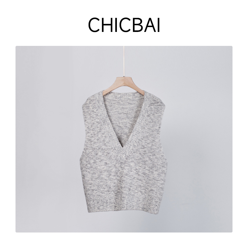CHIBAI 短款针织马甲背心