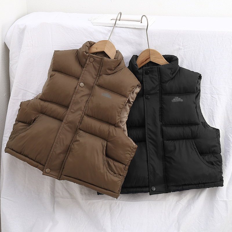 童装男童棉马甲女童背心外穿2025秋冬新款加厚立领马甲中大童