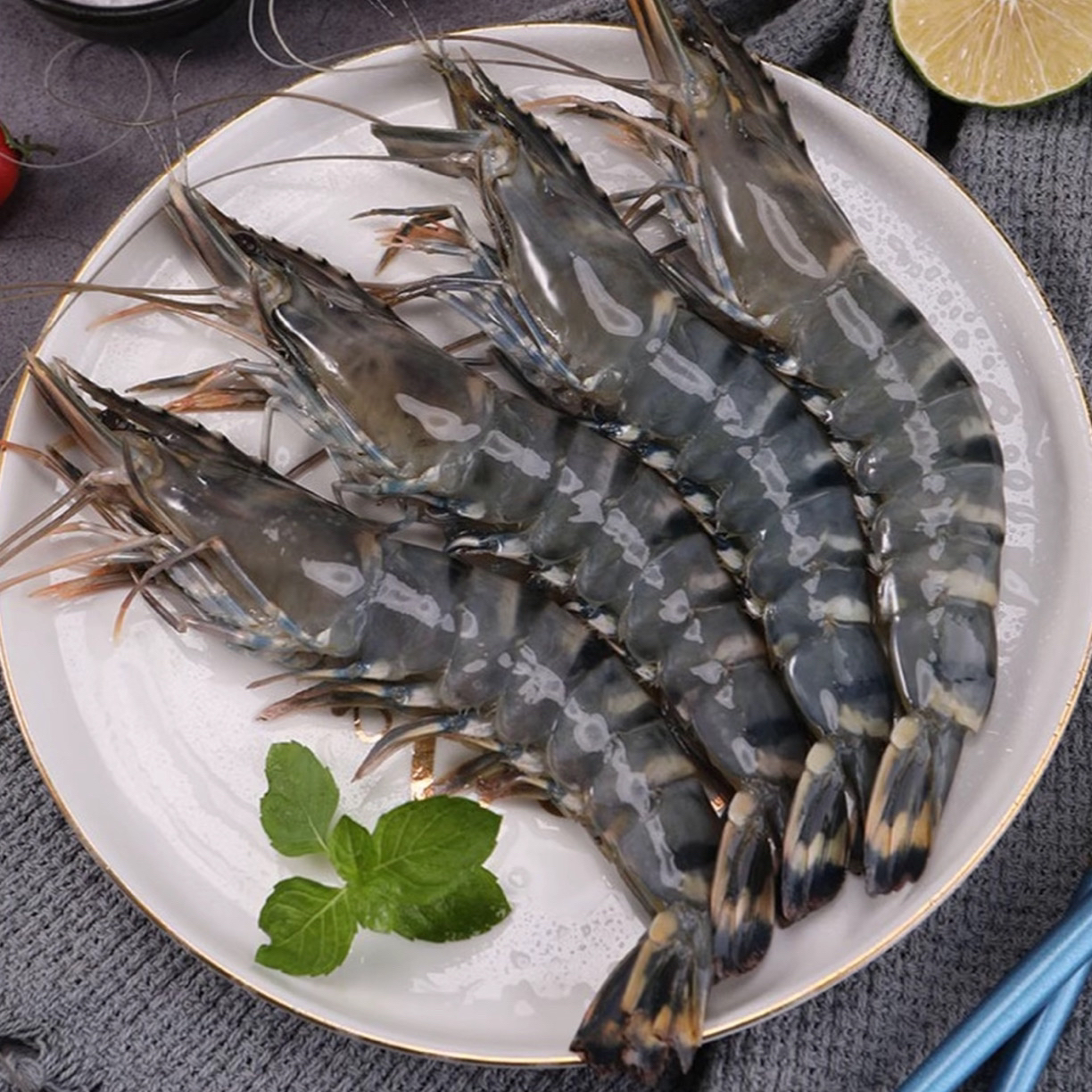 园园家连云港发新鲜速冻黑虎虾黑金刚 9-11 规格22-28 只左右