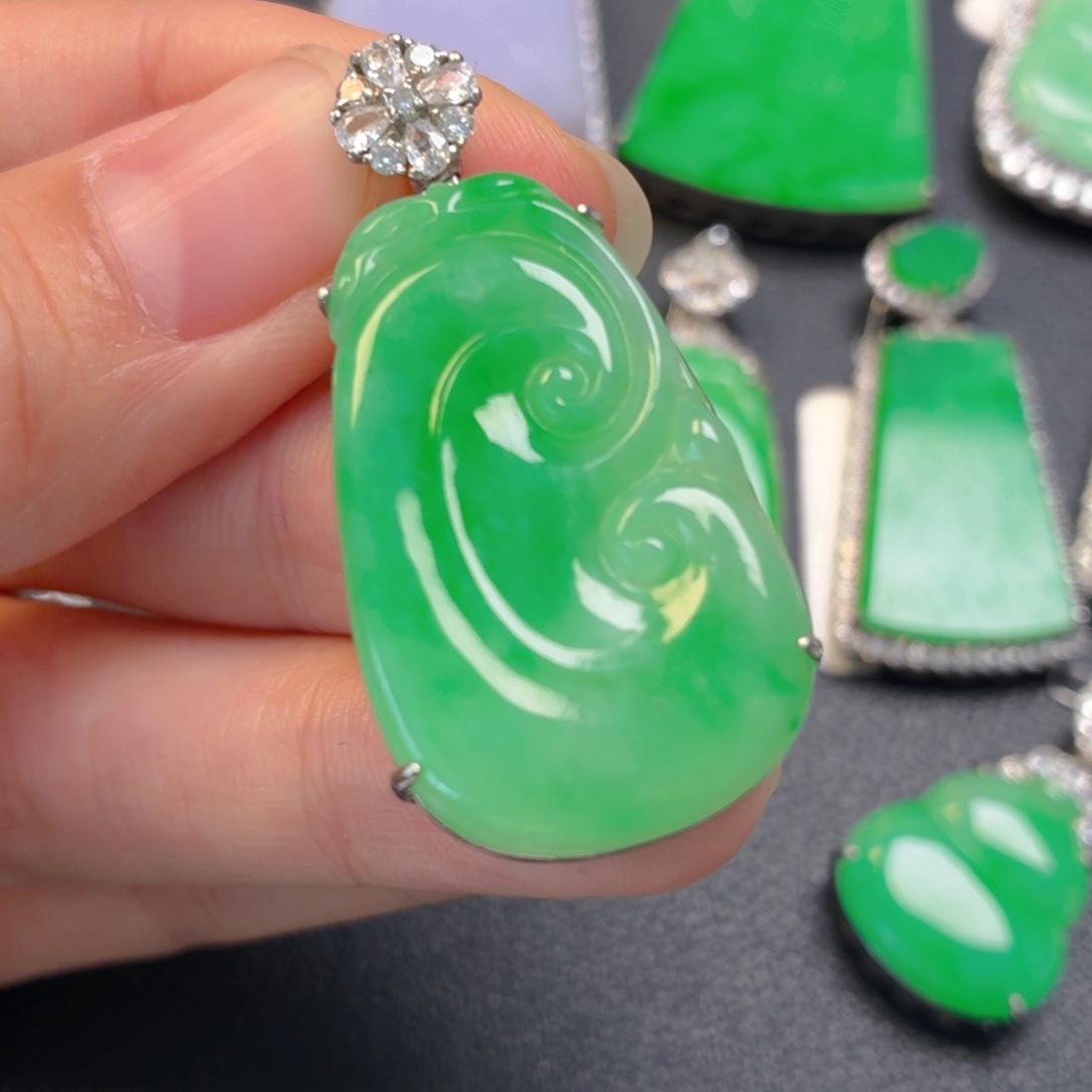 翡翠银S925镶嵌吊坠(不含链)