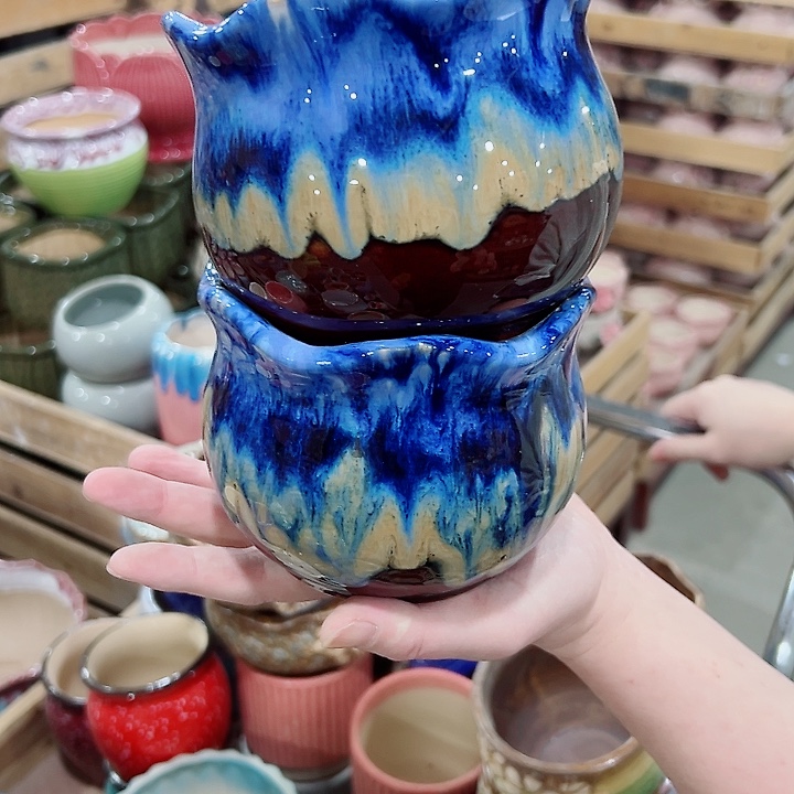 有孔.凑满10元发货多肉陶瓷花盆！