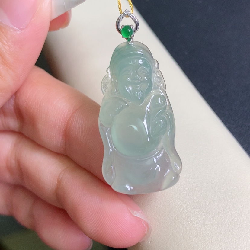 【闪购商品】翡翠颈饰18K金镶嵌财神