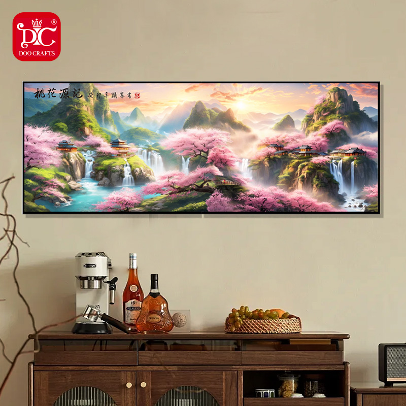 DC/蒂彩【桃花源记】钻石画客厅雅致装饰挂画手工diy礼物