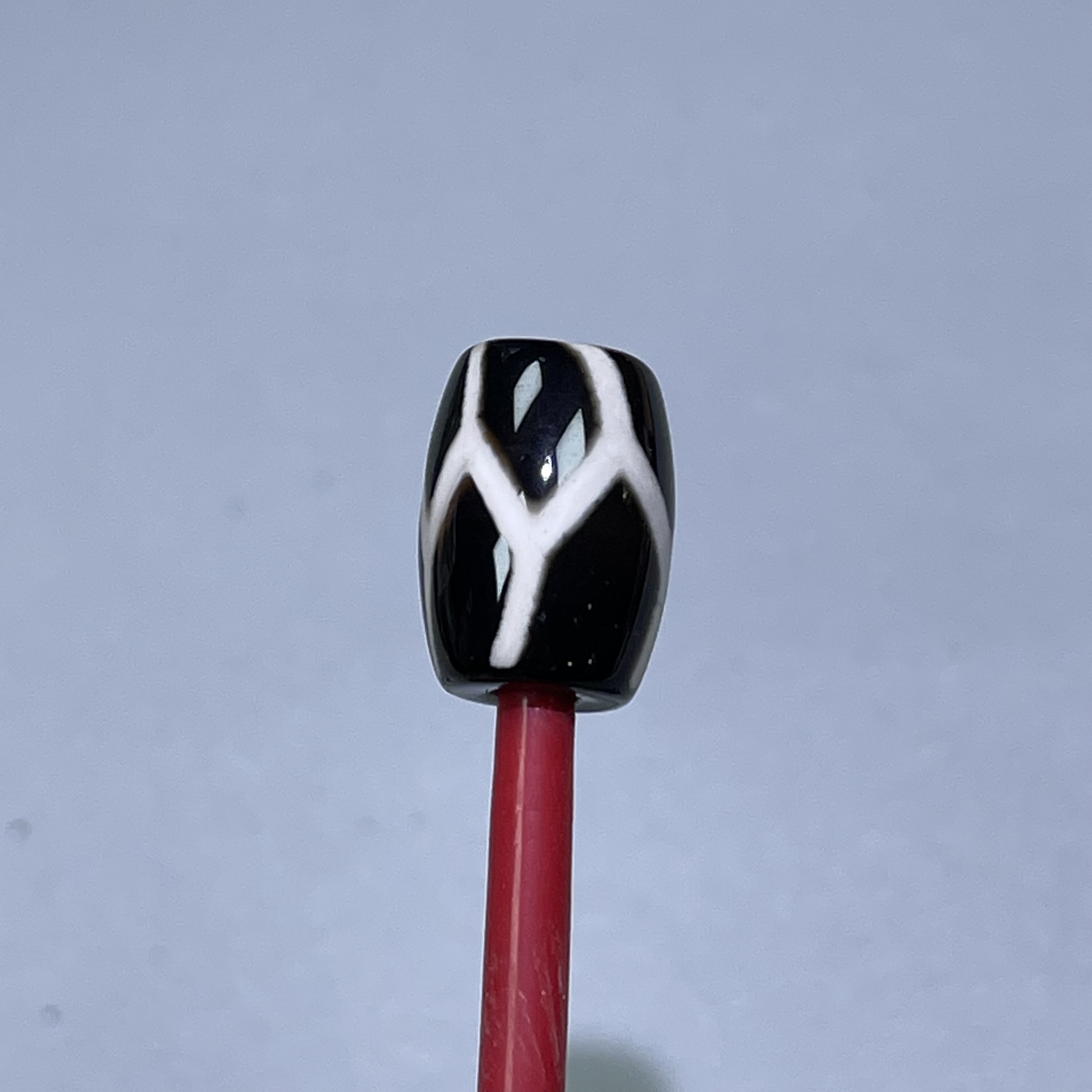 M196黑白龟背纹寿珠玛瑙桶珠文玩手串DIY配饰配珠顶珠腰珠