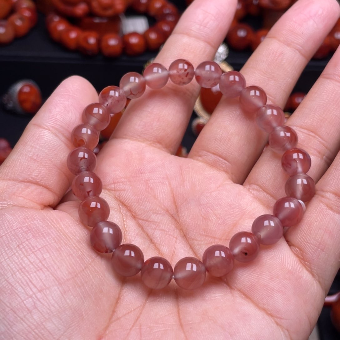 南红玛瑙珠宝奇石未镶嵌单圈8mm