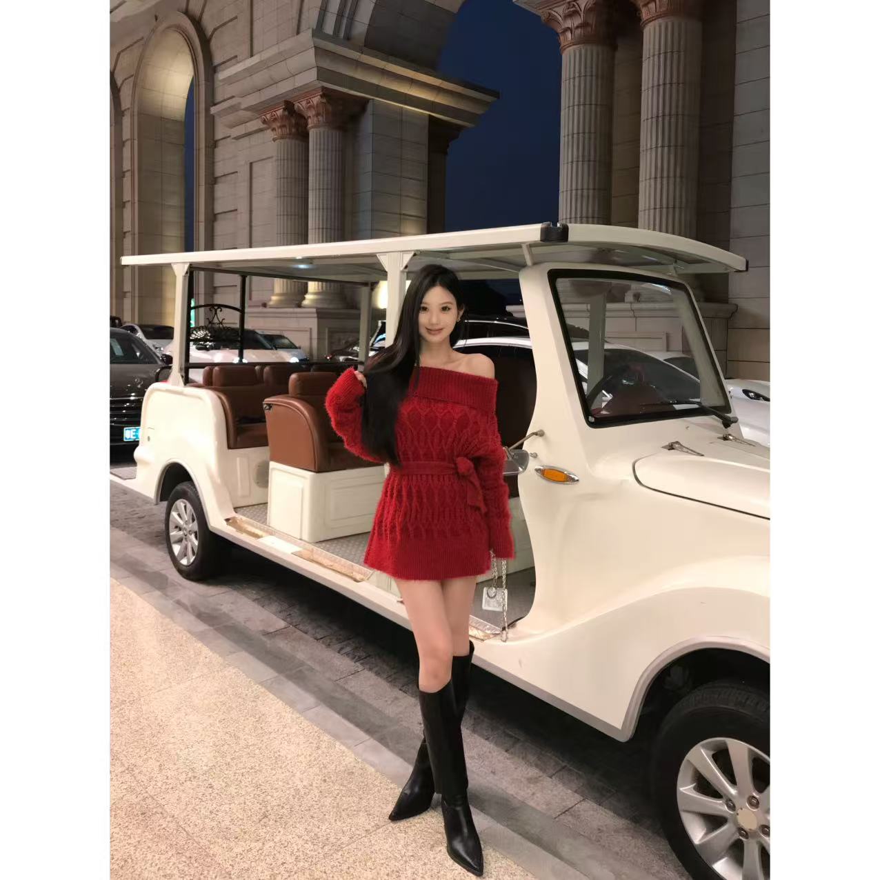 【朱浣温绒】慵懒风法式复古一字肩毛衣女设计感针织衫小众气质上衣