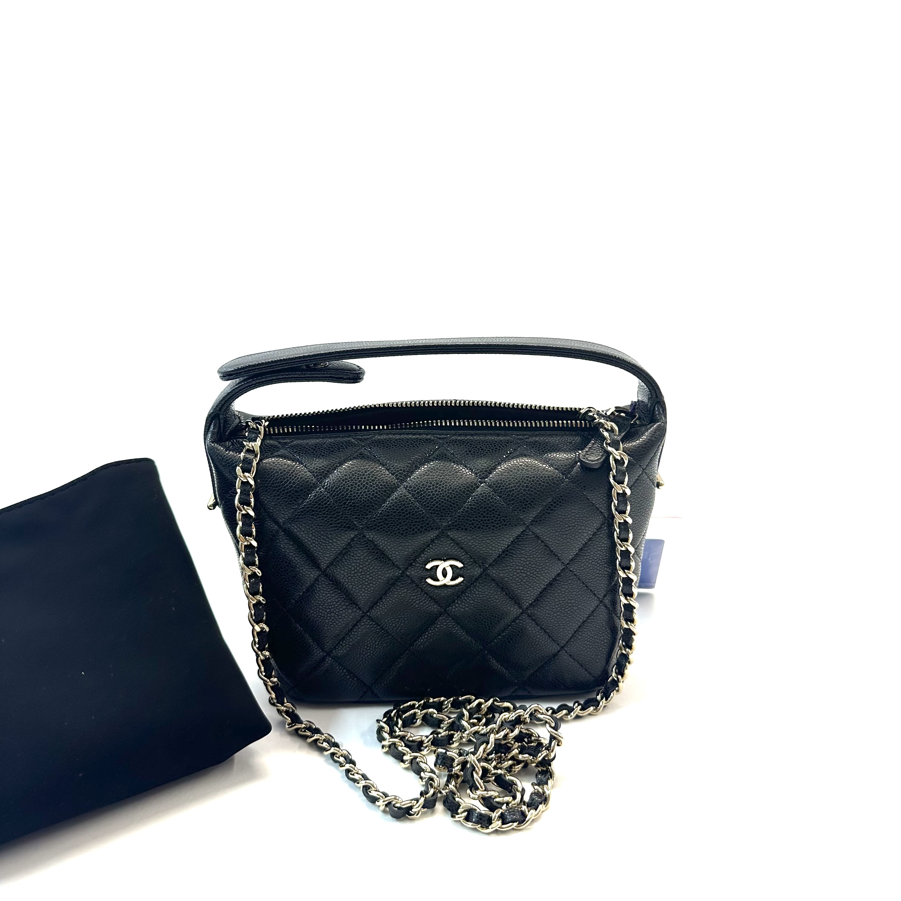 99新 Chanel/香奈儿 25A黑色荔枝纹棱格纹牛皮包