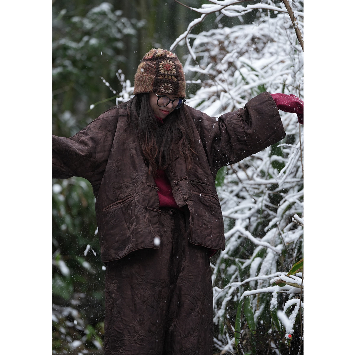 冬冬分享《云雾里》1196#原创设计复古中式盘扣香云纱棉衣