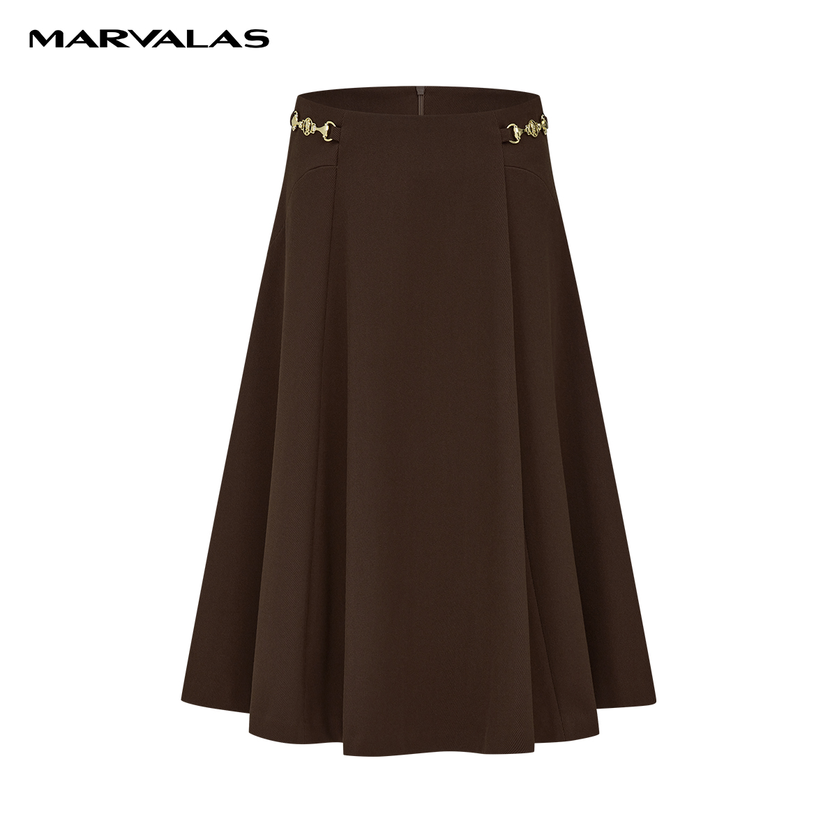 【丽公主】曼德诗高腰A摆半身裙时尚气质显瘦款女M207306303