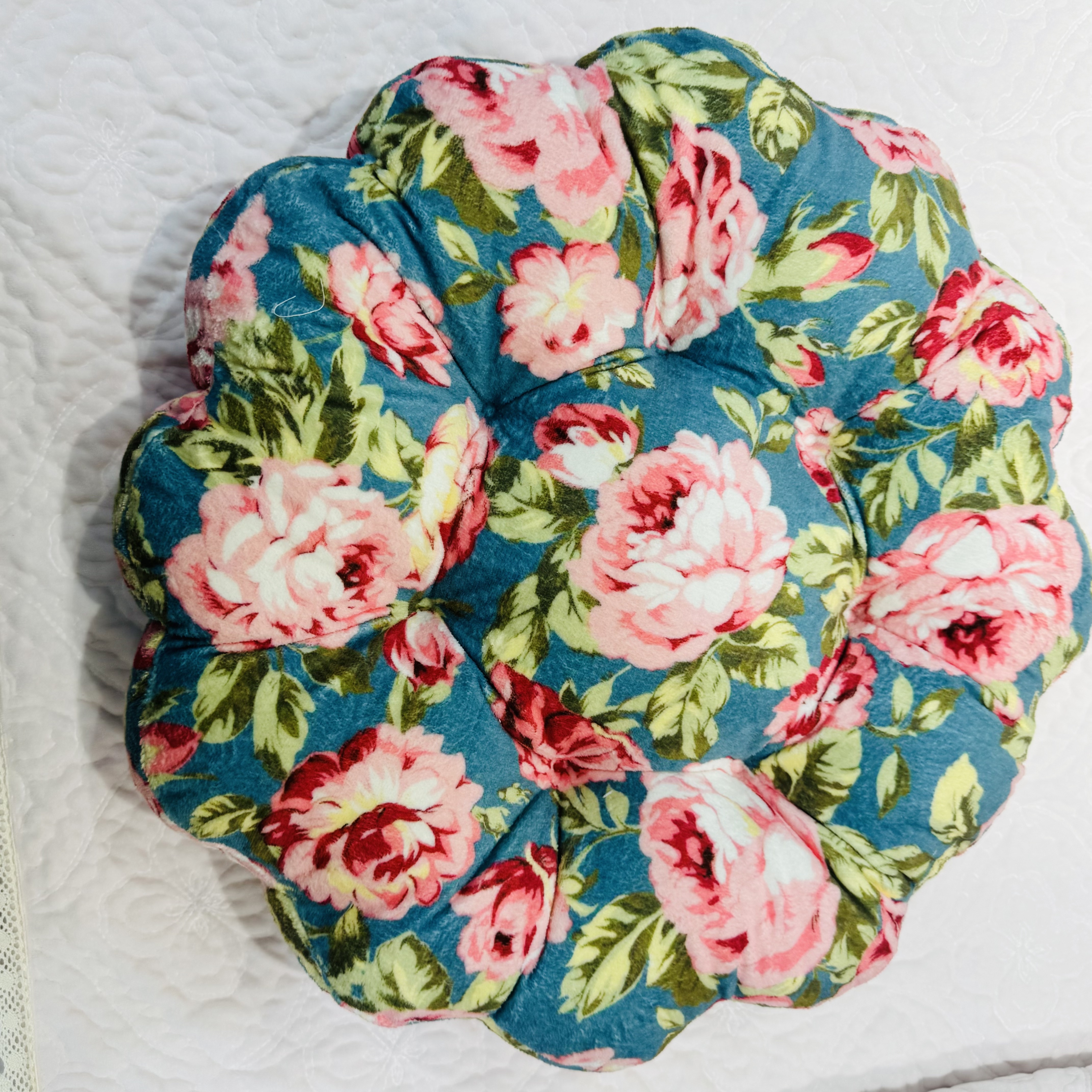 多瓣花形状蓝底牡丹秋冬加厚蒲团坐垫椅垫美臀垫发一个直径约45