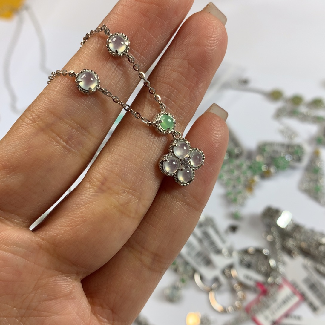 翡翠银S925镶嵌戒指项链