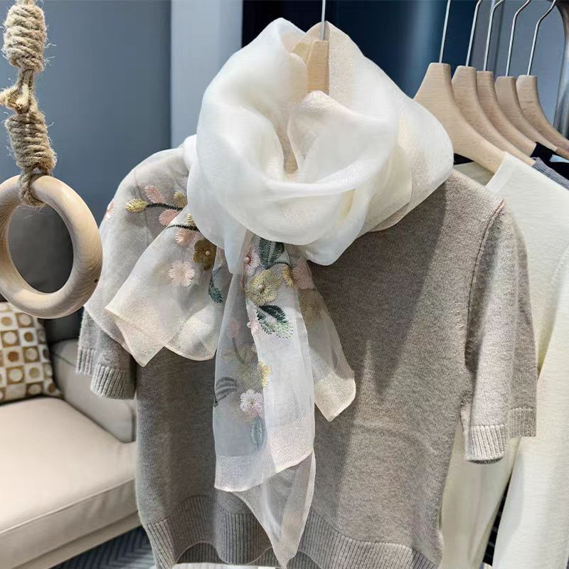 Y030白色【海棠花】70*180左右女士丝巾