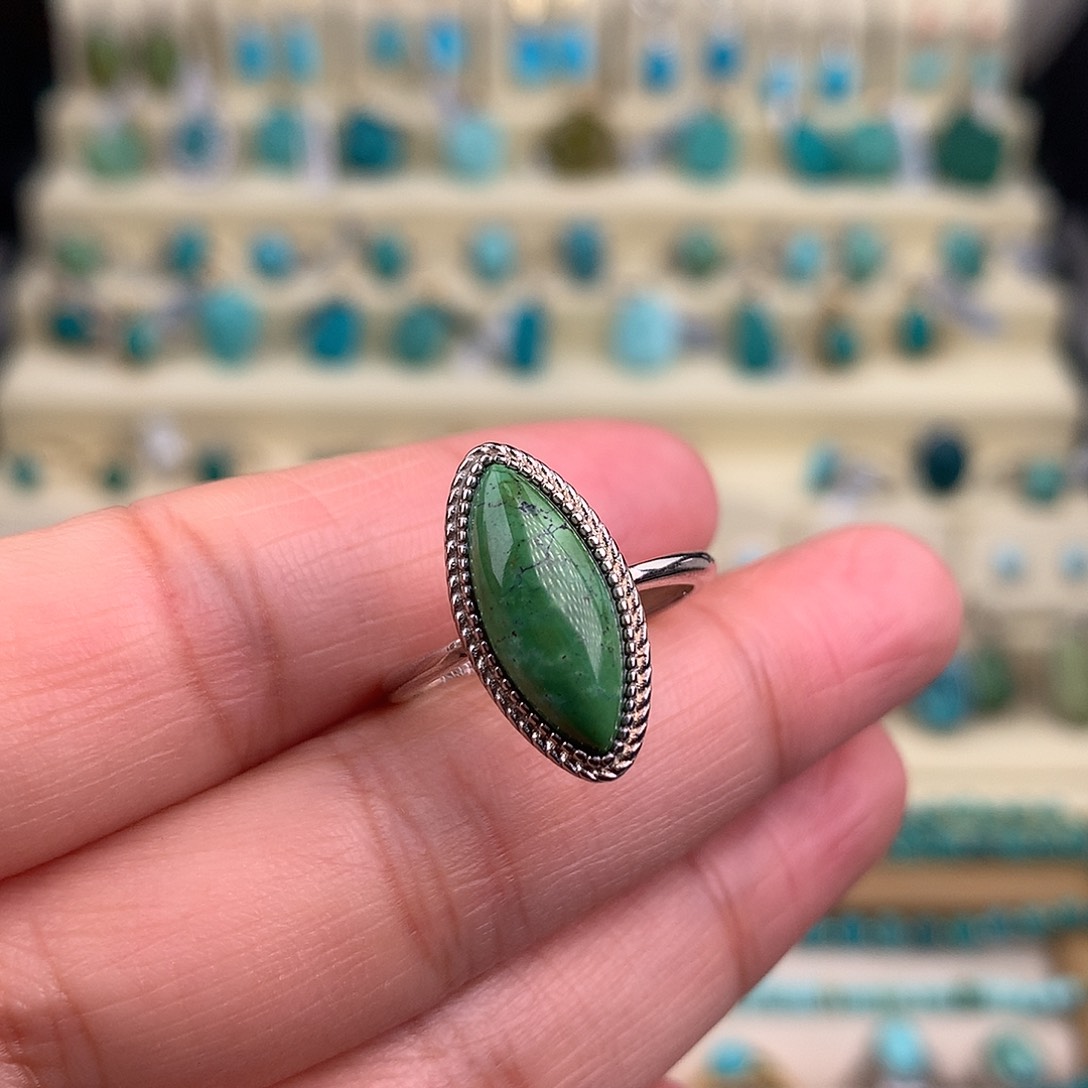 绿松石银S925镶嵌戒指