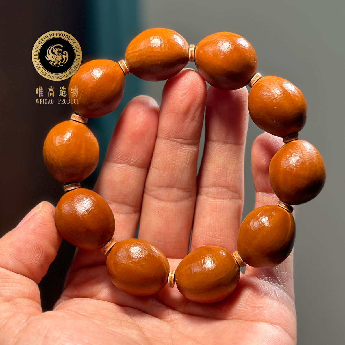 【WEIGAO】唯高造物母树梅林铁核纯手工雕刻龙鳞珠橄榄核手串