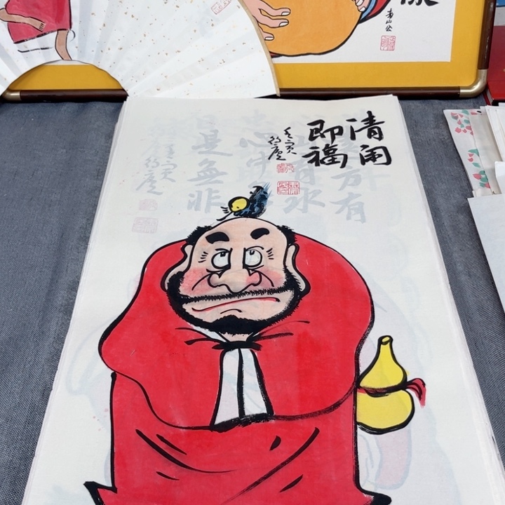 国画手绘禅意画一物一拍