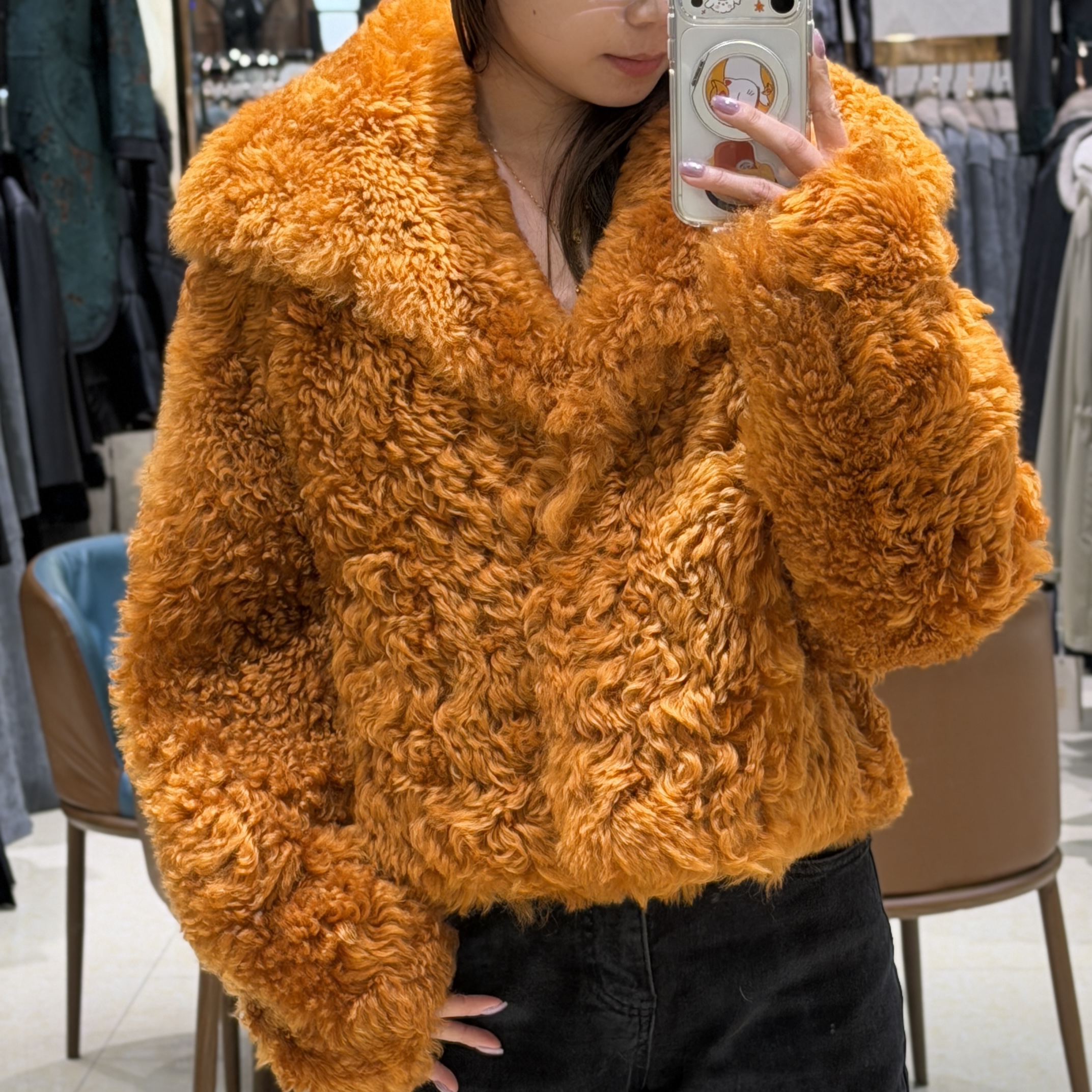 托斯卡纳原皮原毛皮毛一体卷卷小橘色