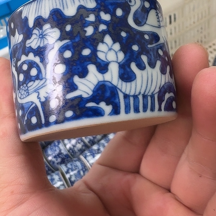 瓷片青花一路连科直口杯