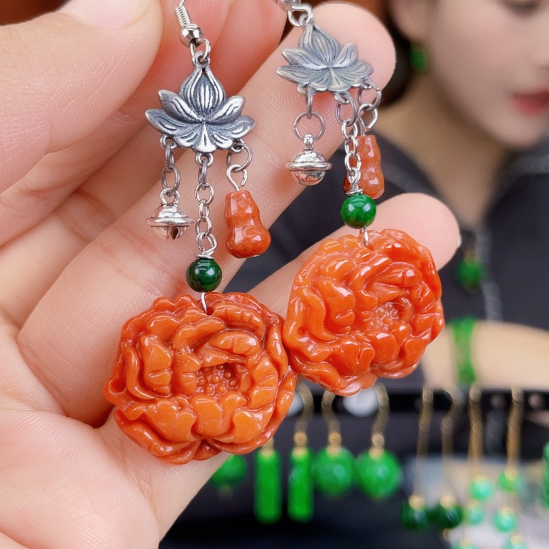 翡翠未镶嵌耳饰饰品