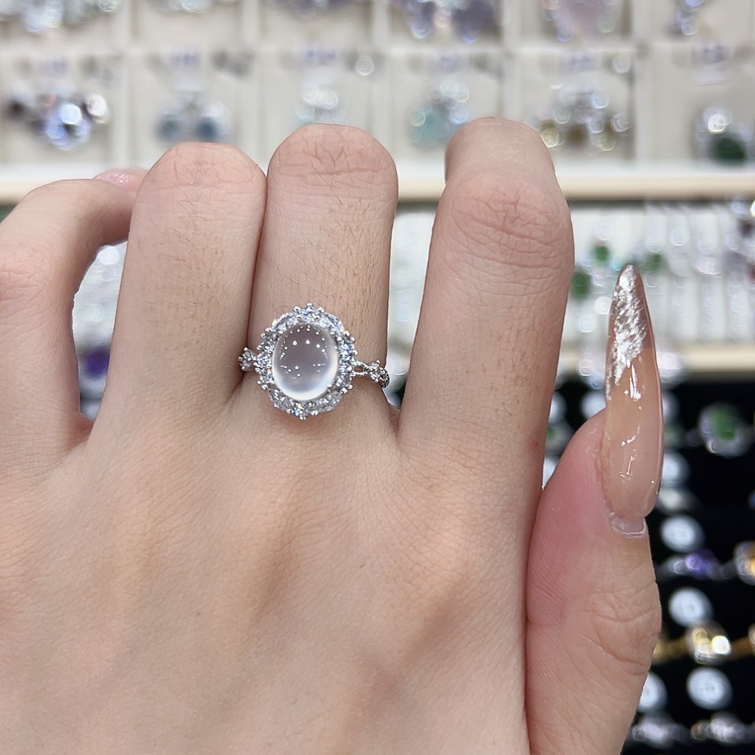 岫玉银S925镶嵌戒指