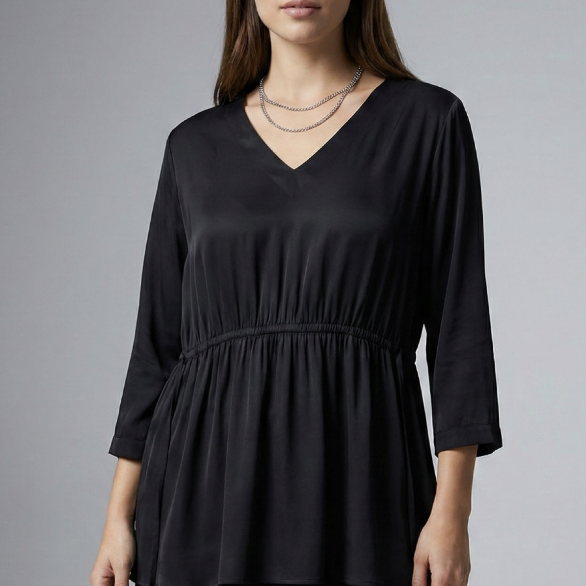 孤品样衣--收腰V领衬衫35031