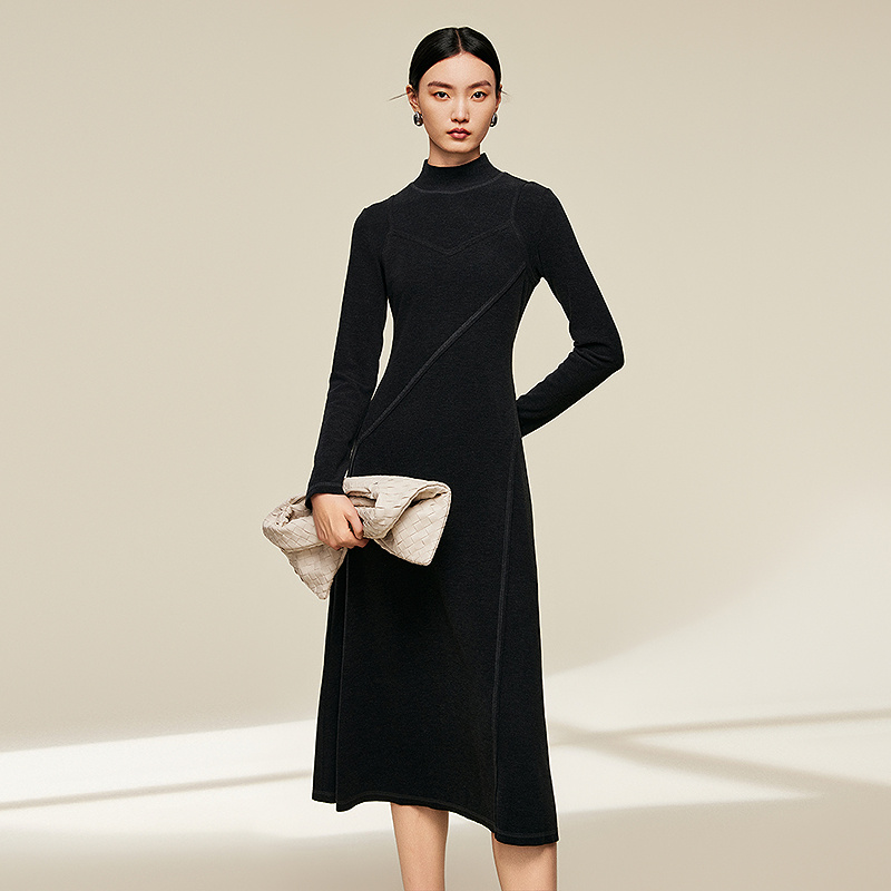 【粉丝专享】MOFAN摩凡冬新款灰黑连衣裙MOL481809